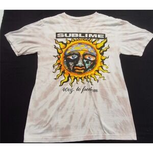 Sublime Men's graphic T-shirt Medium tan/white tie-dye Cotton crew neck logo